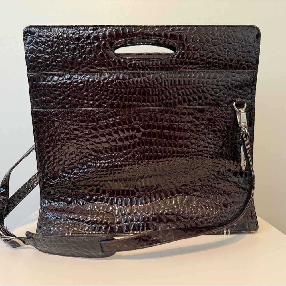 Crocodile Embossed Leather Briefcase